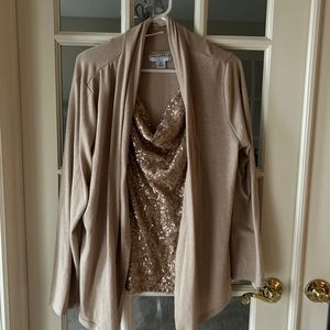 2 piece tan/golden Sag Harbor sweater set